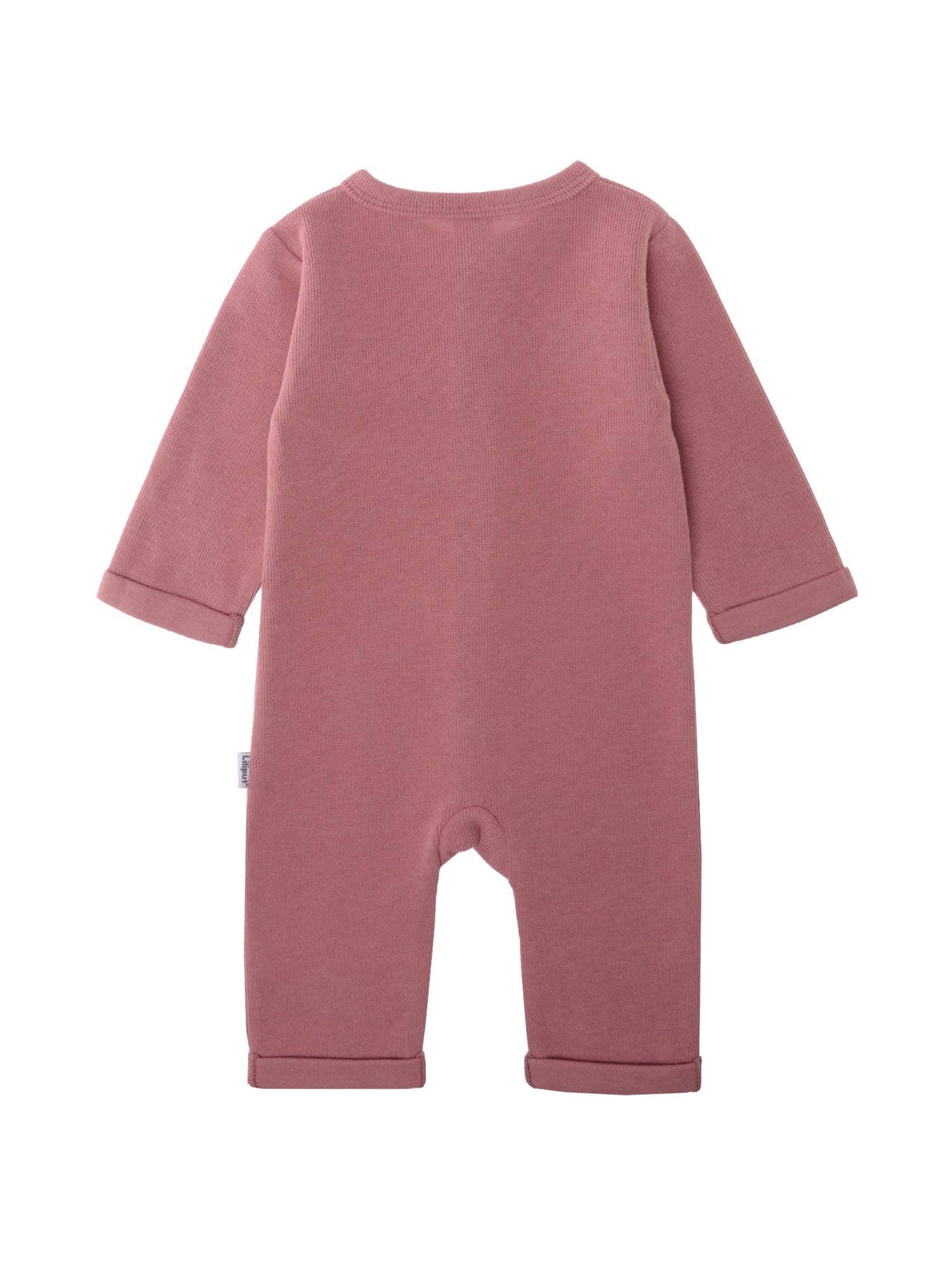 Tutina in cotone a costine con bottoni - rosa