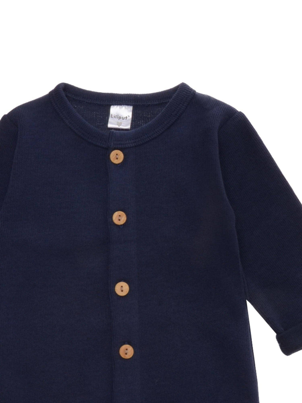 Tutina in cotone a costine con bottoni - blu