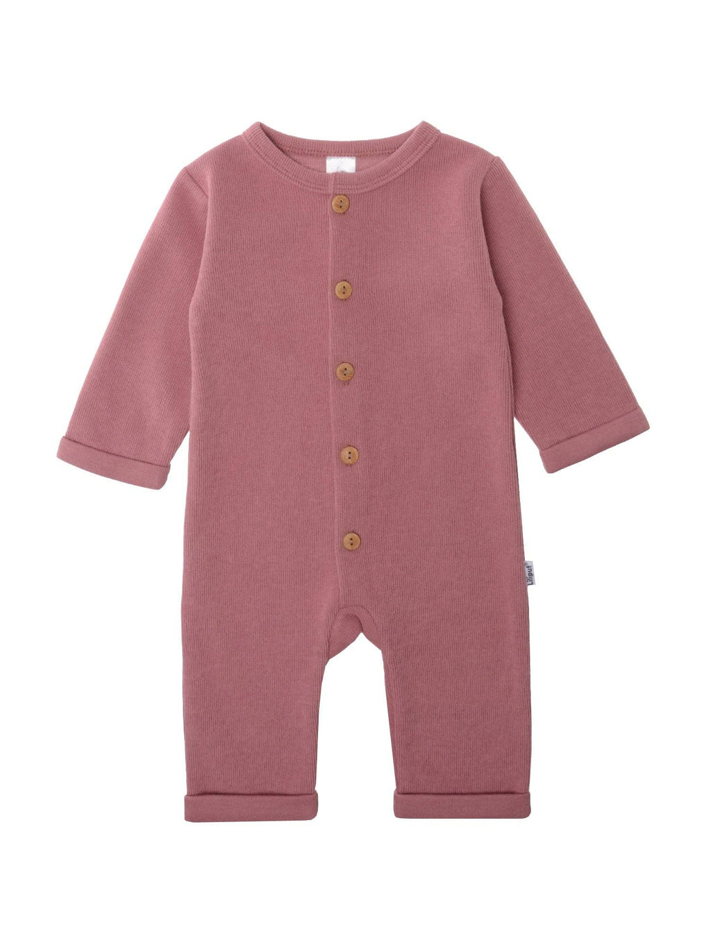 Tutina in cotone a costine con bottoni - rosa