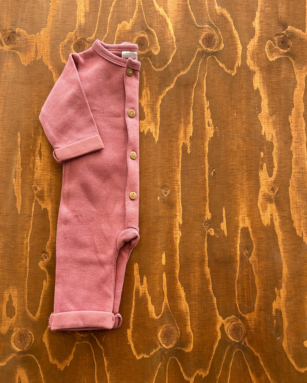 Tutina in cotone a costine con bottoni - rosa