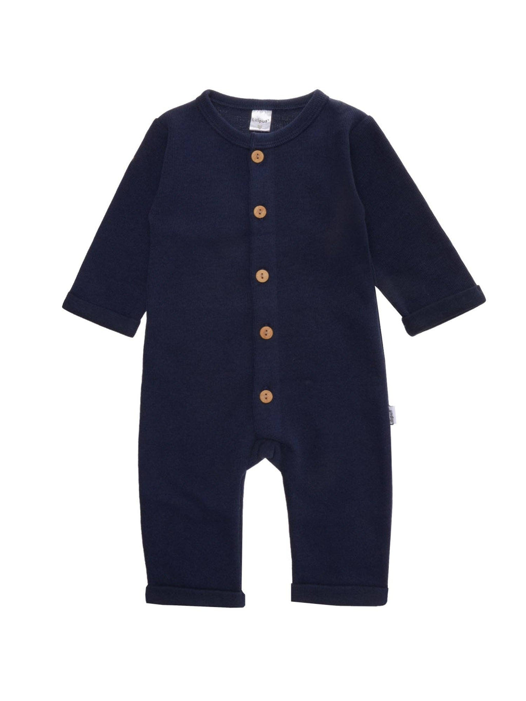 Tutina in cotone a costine con bottoni - blu